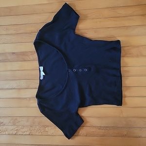 Black Button Crop Top